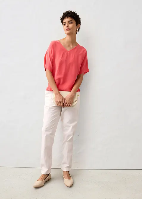 Shirt met zijde en geweven inzetstuk, bonprix