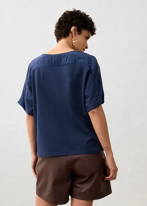 Shirt met zijde en geweven inzetstuk, bonprix