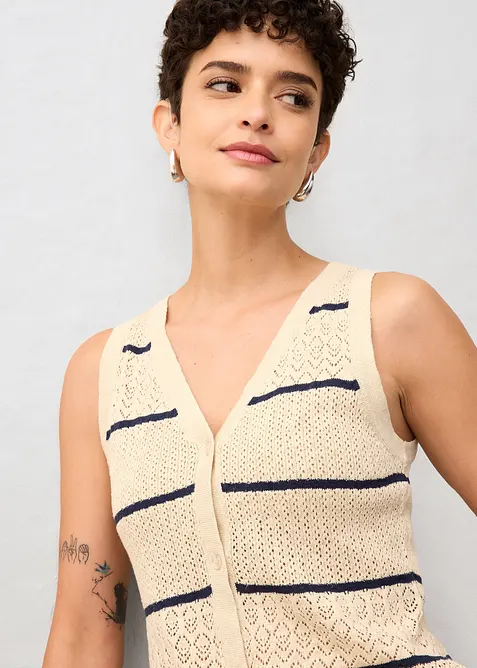 Ajour spencer met linnen, bonprix