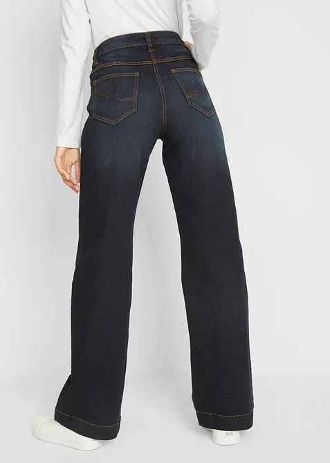 Wide leg mid waist jeans met een comfortabele band, bonprix