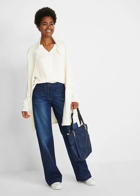 Wide leg mid waist jeans met een comfortabele band, bonprix