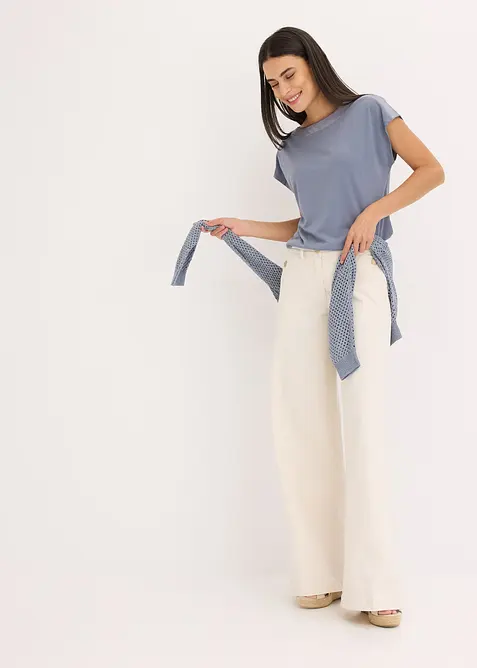 Shirt met passen van satijn, bonprix