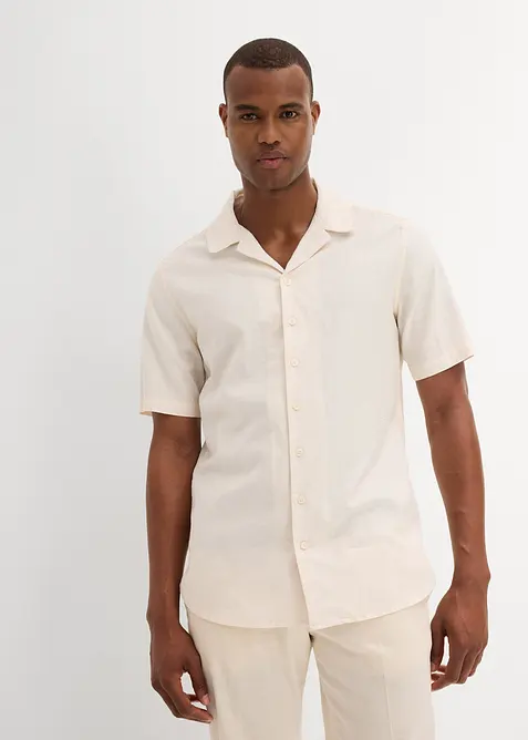 Overhemd met linnen en korte mouwen, bonprix
