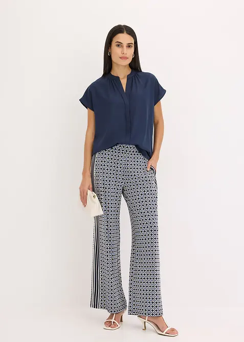 Blouse met korte mouwen en blinde knoopsluiting, bonprix