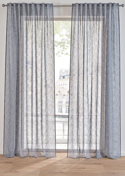 Transparant gordijn in linnen look (1 stuk), bonprix