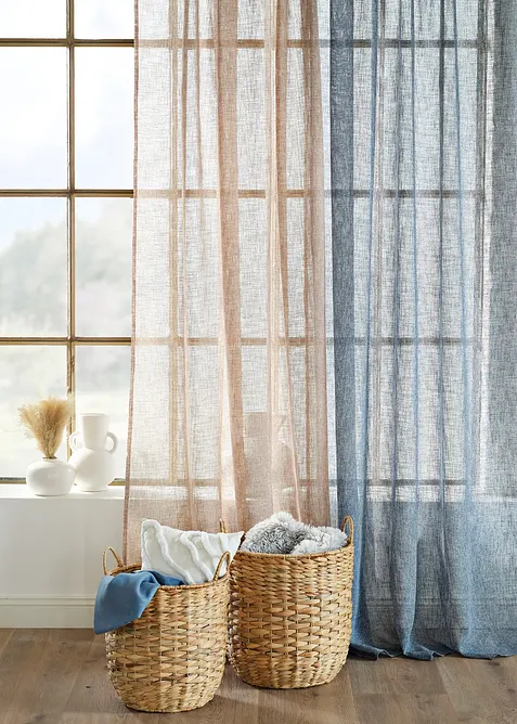 Transparant gordijn in linnen look (1 stuk), bonprix