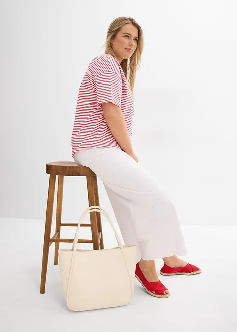 Wide leg jeans met high waist, cropped, bonprix