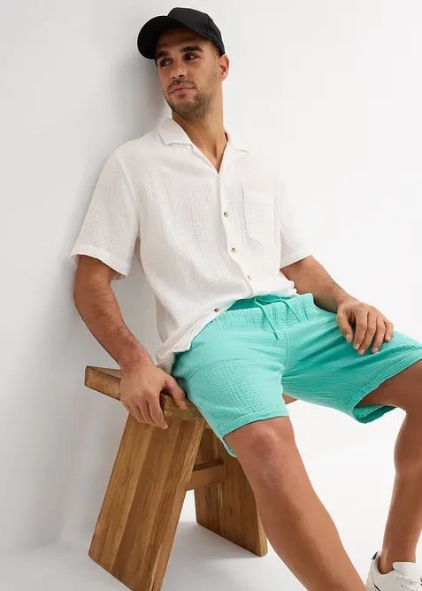 Lange short van mousseline, regular fit, bonprix