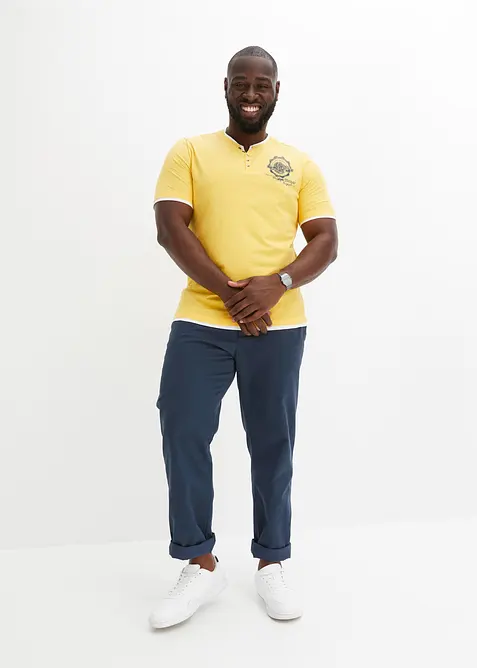 Henley shirt met korte mouwen (set van 2), van biologisch katoen, bonprix