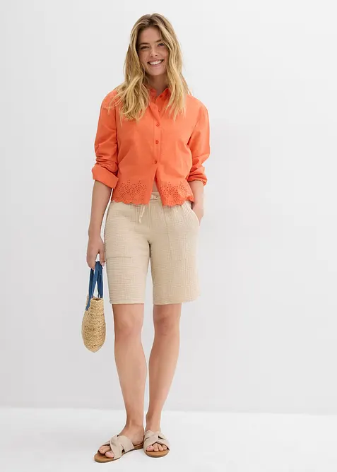 Instapbermuda van mousseline, bonprix