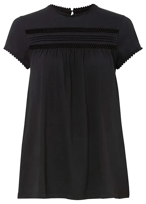 Katoenen shirt met kant, bonprix