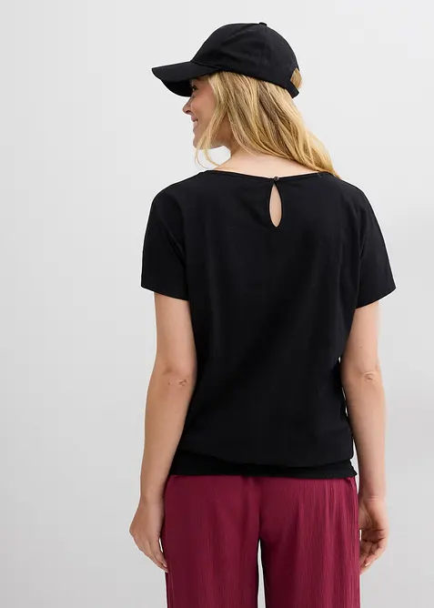 Shirt van effectgaren met gesmokte boord, bonprix