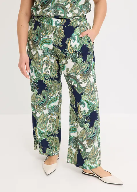 Gedessineerde broek van soepel visose, bonprix