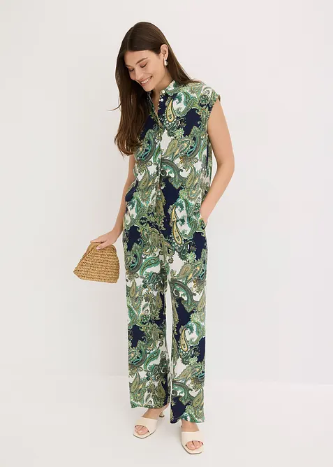 Gedessineerde broek van soepel visose, bonprix