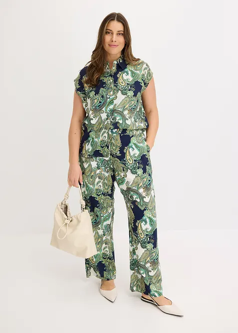 Gedessineerde broek van soepel visose, bonprix