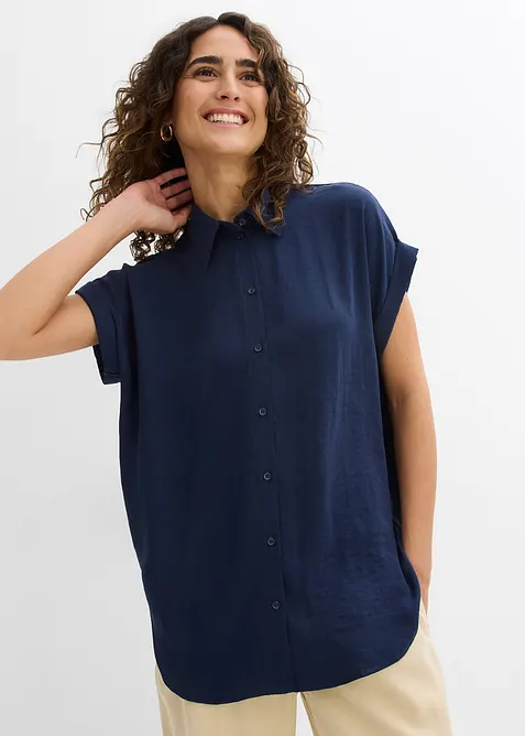 Blouse met korte mouw van gerecycled polyester, bonprix
