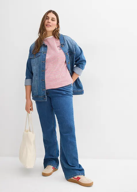 Gestreept T-shirt met borduursel, bonprix