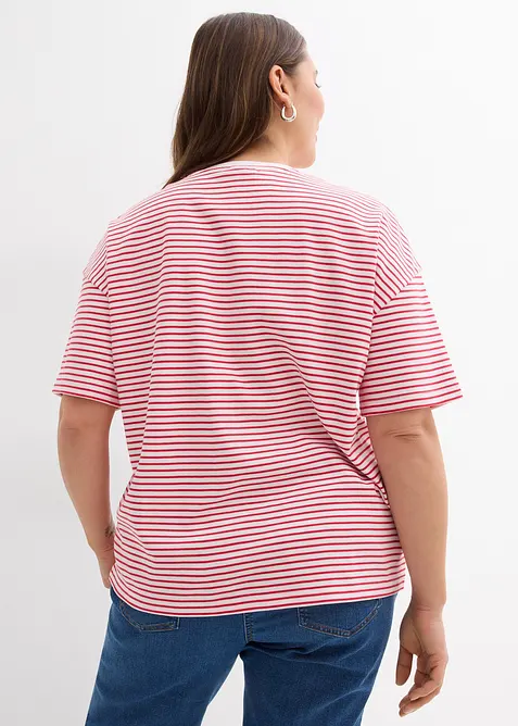 Gestreept T-shirt met borduursel, bonprix