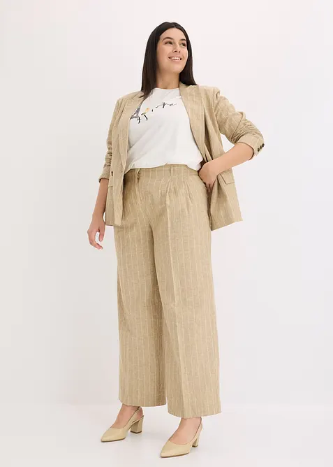 Bandplooibroek met linnen, bonprix