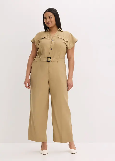 Viscose jumpsuit met riem, bonprix