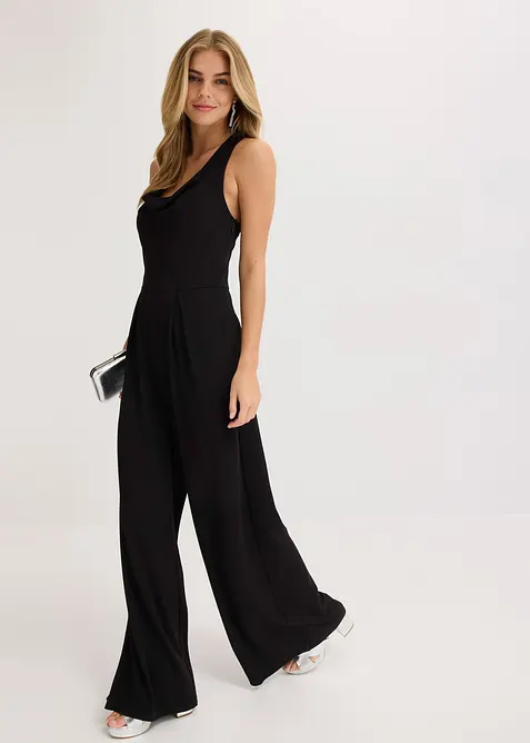 Jumpsuit met watervalhals, bonprix