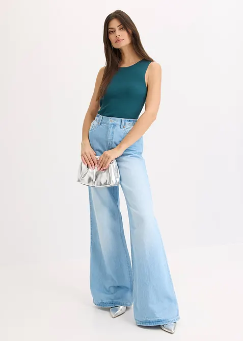 Gebreid shirt met glitterband, bonprix