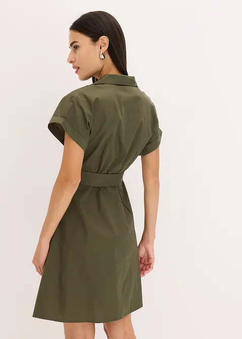 Gebloemde jurk met riem, bonprix