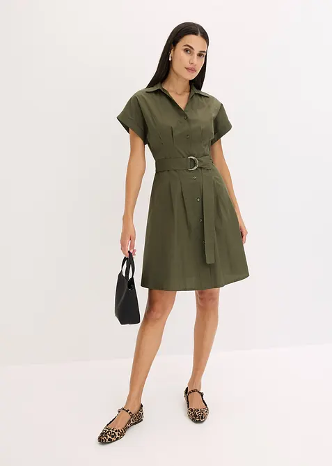 Gebloemde jurk met riem, bonprix