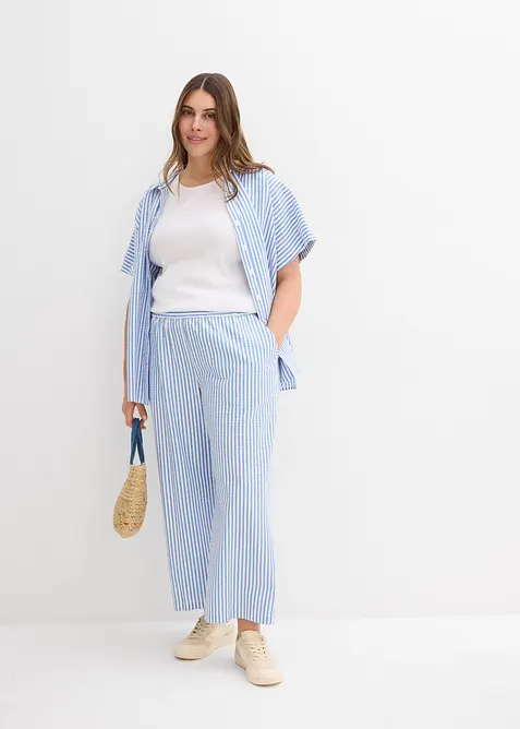 7/8 palazzo broek van seersucker, bonprix