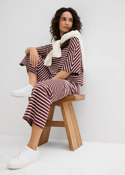 Jersey broek van gestructureerd katoen, bonprix