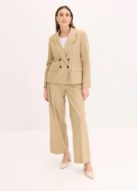 Bandplooibroek met linnen, bonprix