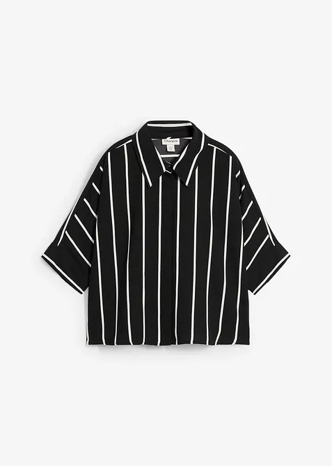 Blouse met korte mouwen van gestructureerde crêpe, bonprix