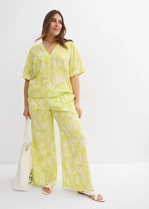 Blouse met korte mouwen in linnenlook, bonprix