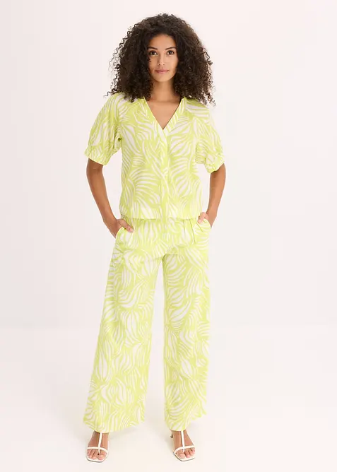 Blouse met korte mouwen in linnenlook, bonprix