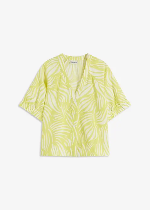 Blouse met korte mouwen in linnenlook, bonprix