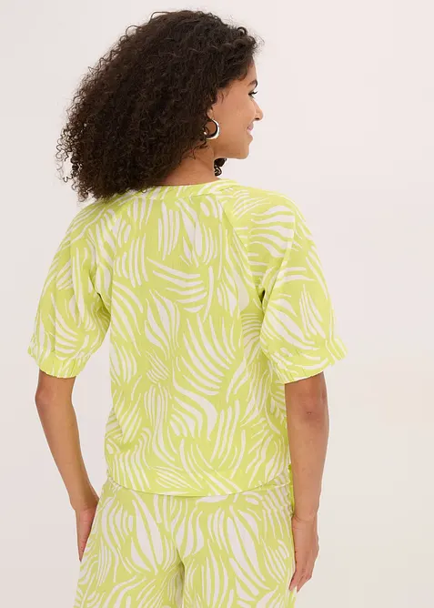 Blouse met korte mouwen in linnenlook, bonprix