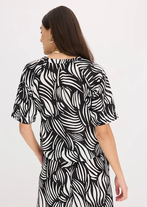 Blouse met korte mouwen in linnenlook, bonprix