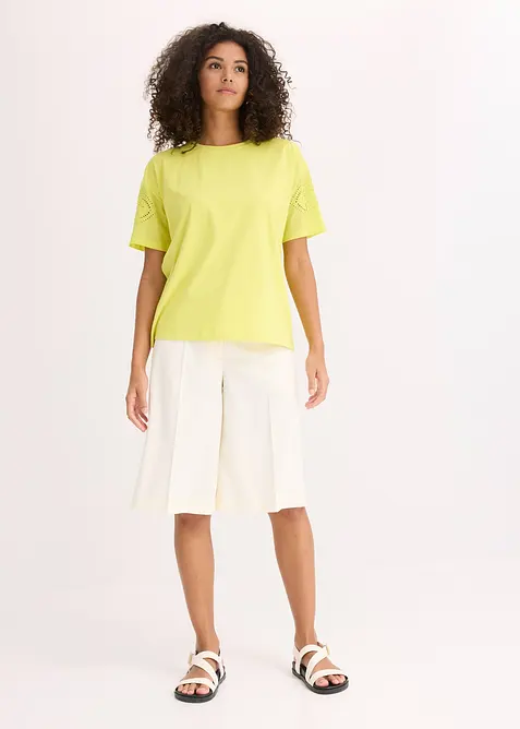 T-shirt met broderie anglaise, bonprix