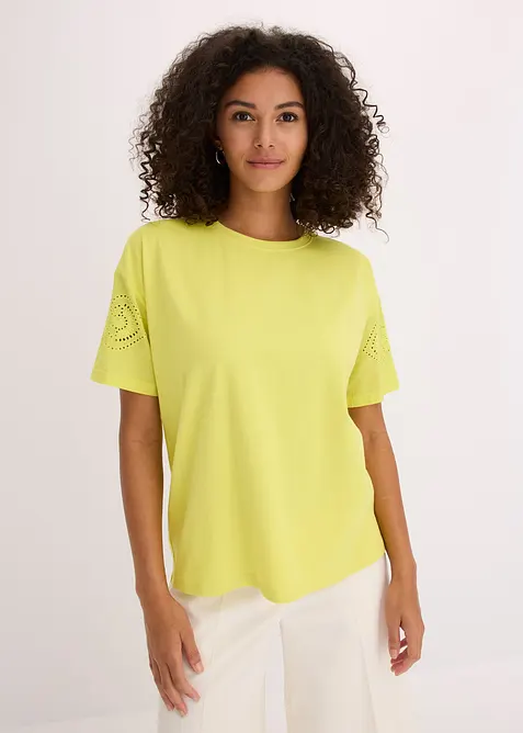 T-shirt met broderie anglaise, bonprix