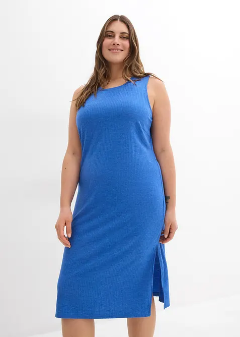 Geribde jurk met zijsplitten van een vloeiende viscosemix, bonprix