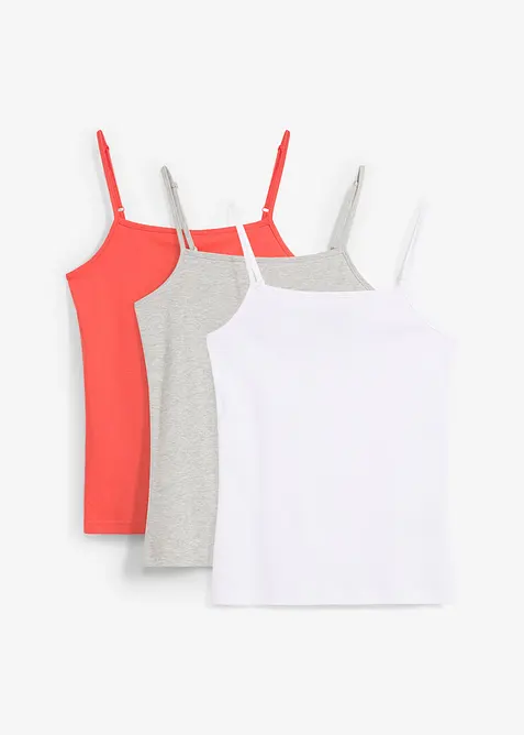 Spaghetti top met biologisch katoen (set van 3), bonprix