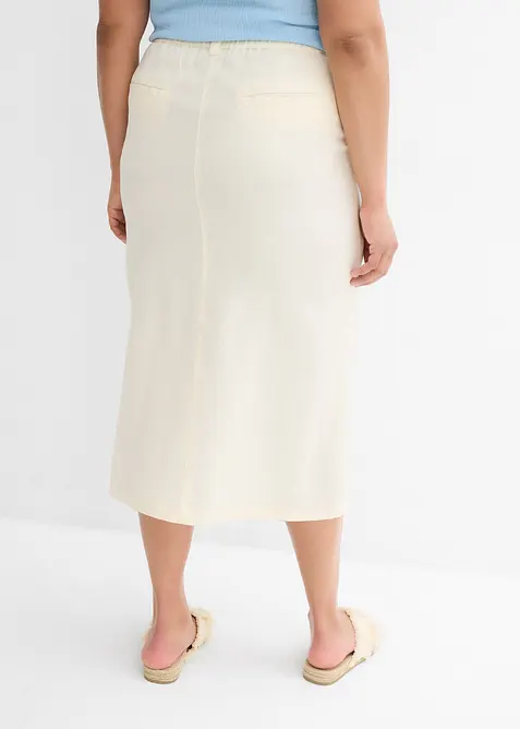 Midi rok van luchtige linnenmix, bonprix