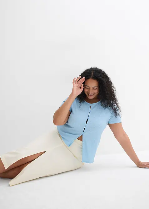 Midi rok van luchtige linnenmix, bonprix