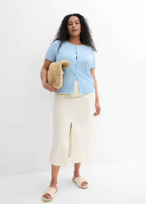 Midi rok van luchtige linnenmix, bonprix