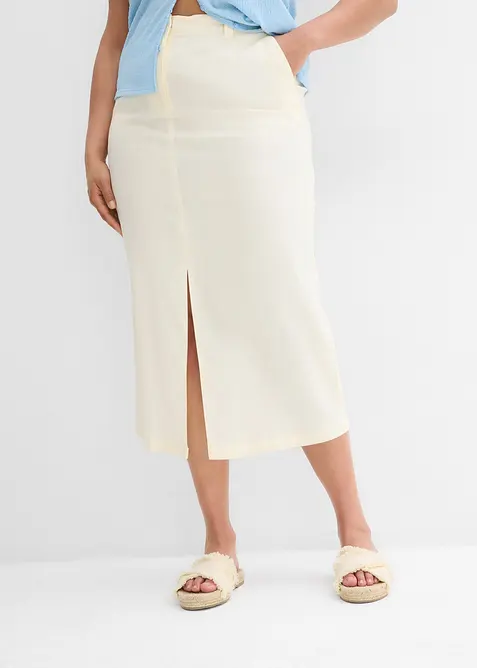 Midi rok van luchtige linnenmix, bonprix