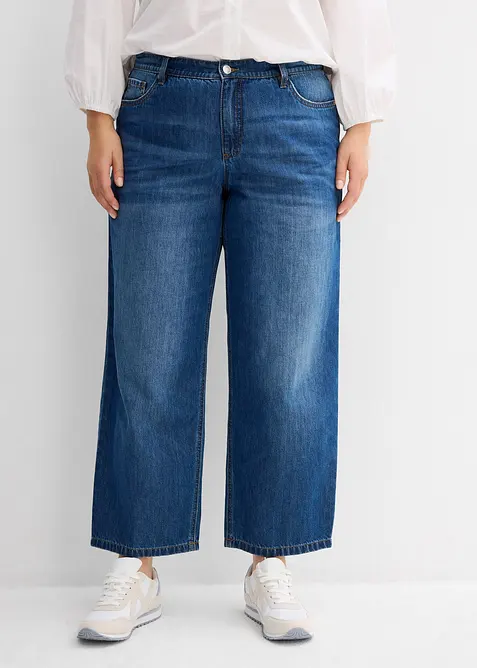 Baggy jeans mid waist super soft, cropped, bonprix