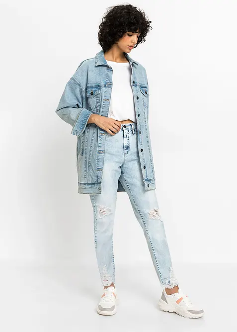Mom jeans met destroyed effecten, high waist, bonprix