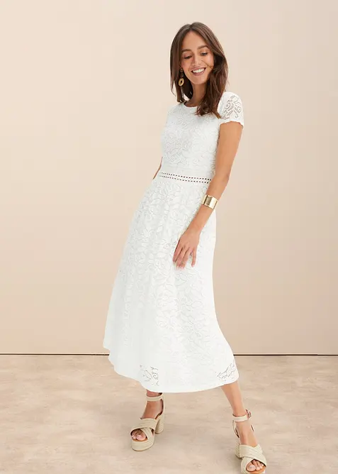 Jersey jurk met gehaakt inzetstuk in de taille, bonprix