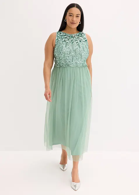 Maxi jurk met paillettenborduurwerk, bonprix