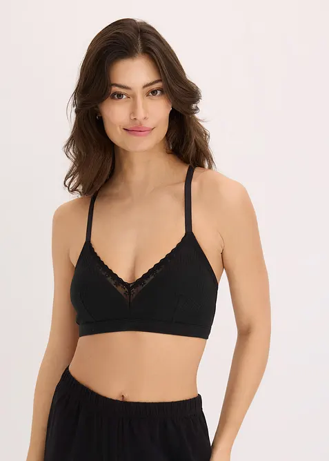 Bralette zonder beugels met gevulde cups en biologisch katoen (set van 2), bonprix